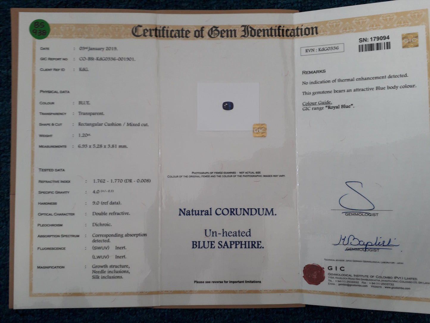 1.20ct Natural Royal Blue Rectangular Blue Sapphire