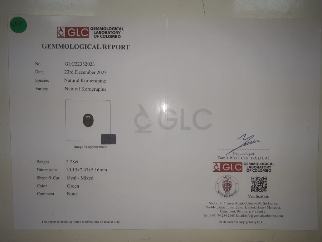 Kornerupine 2.78ct Green Oval EC