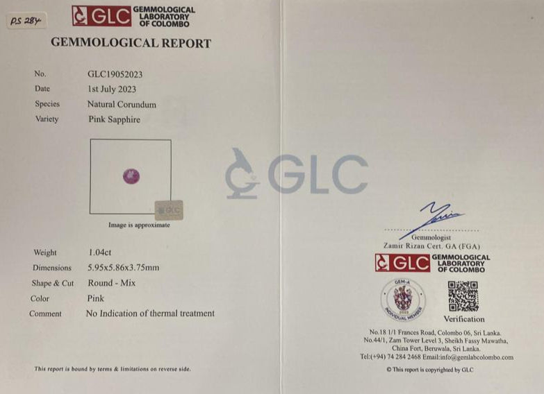 Pink Sapphire 1.04ct Pink Round Natural