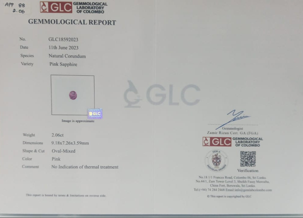 Pink Sapphire 2.06ct Pink Oval Natural