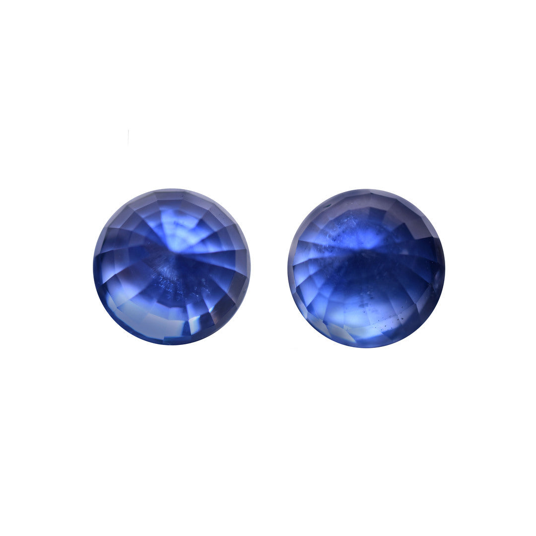 5.62/5.32ct Natural Cornflower Blue Round Blue Sapphire Pair