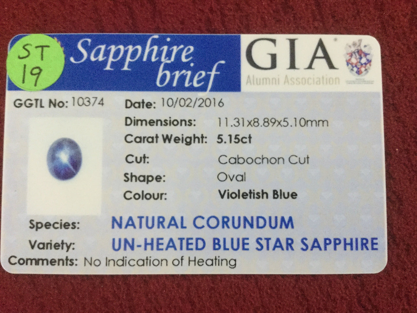 Star Sapphire 5.15ct Blue Oval Cabochon Natural