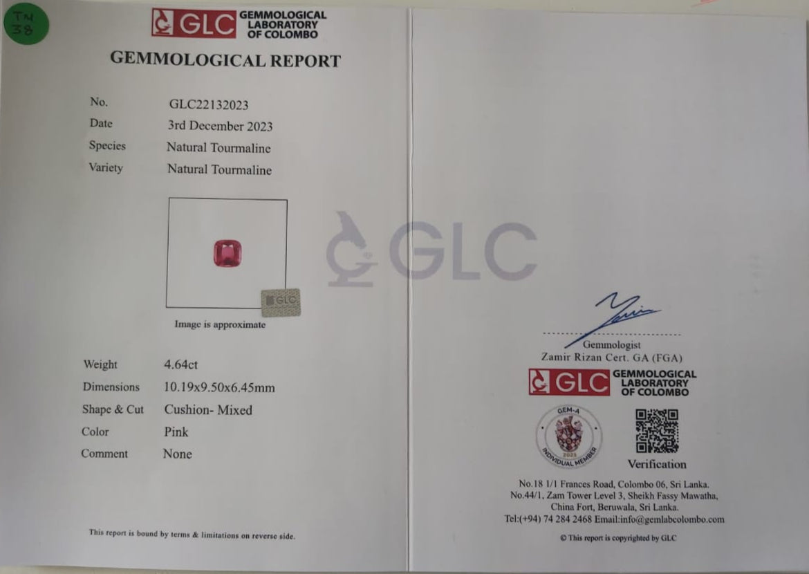 4.64ct Cushion Cut Pink Tourmaline