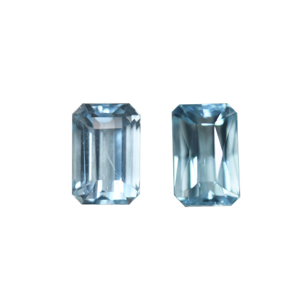 Aquamarine 7.98ct Pair - Light Blue Octagon