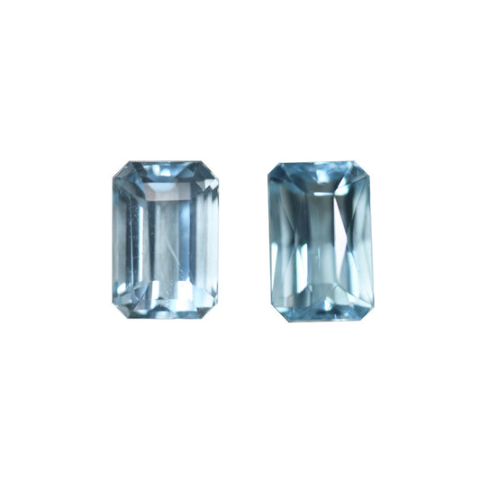 Aquamarine 7.98ct Pair - Light Blue Octagon