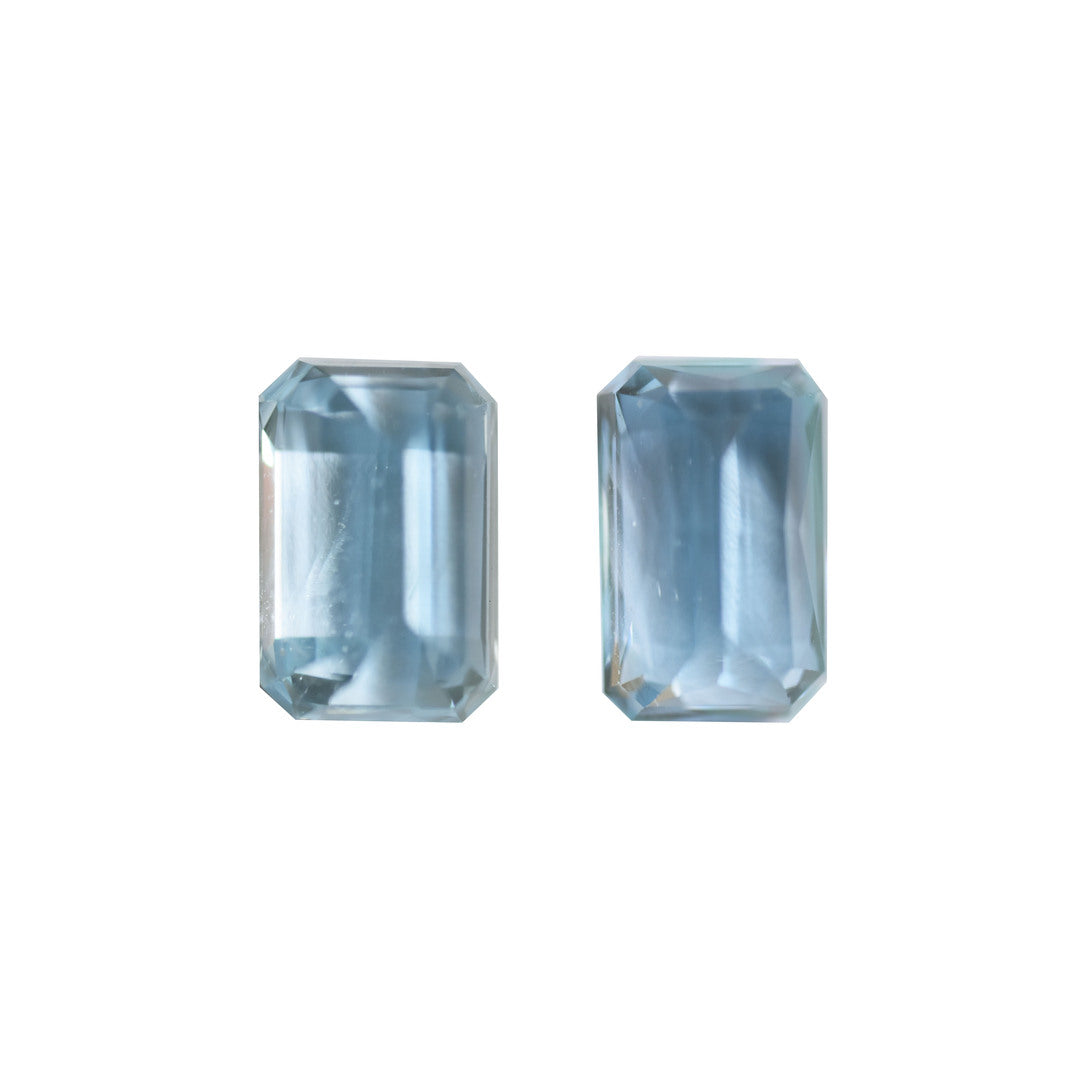 Aquamarine 7.98ct Pair - Light Blue Octagon