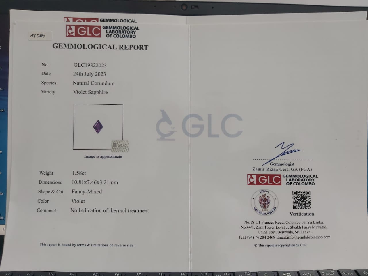 Violet Sapphire 1.58ct Violet Fancy Natural