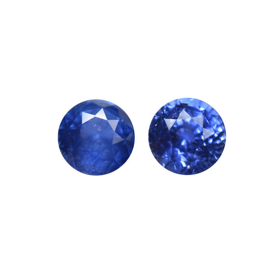 5.62/5.32ct Natural Cornflower Blue Round Blue Sapphire Pair