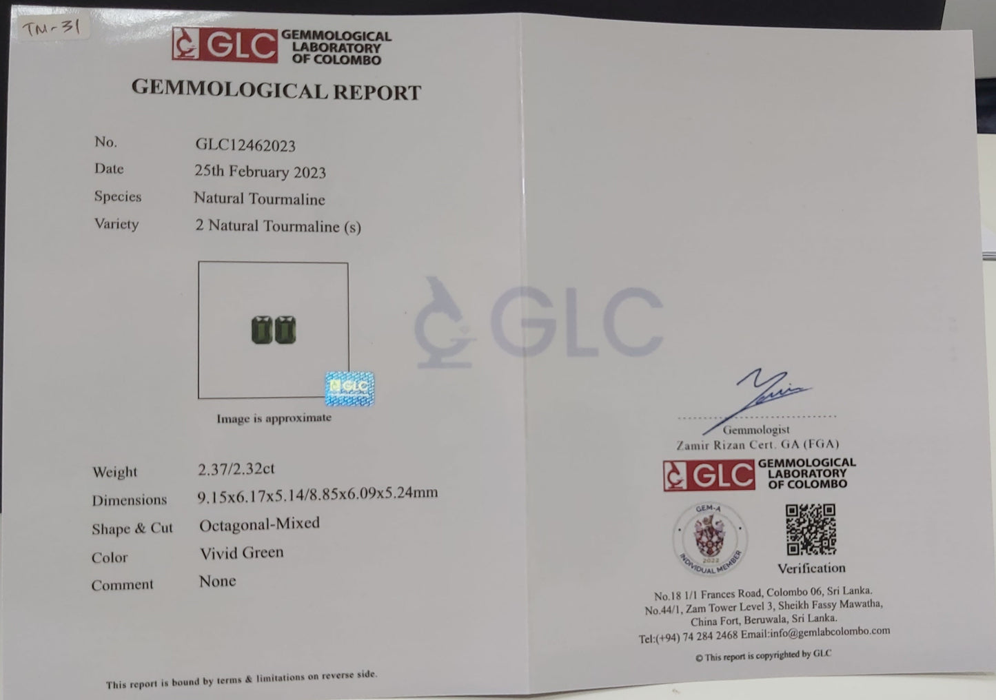 4.70ct Octagon Cut Vivid Green Tourmaline